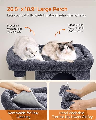 Miniatura 3 de Feandrea Árbol para gatos, torre para gatos de 39.8 pulgadas, XL, condominio para gatos extra grandes de hasta 44 libras, percha grande para gatos,