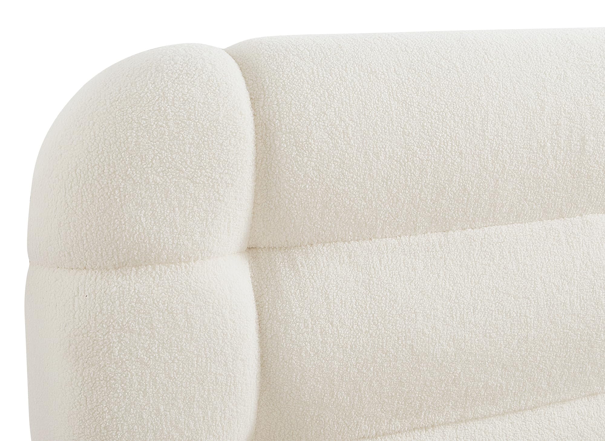 Lit Coffre Bubble Tissu Bouclette Beige 180x200 Cm - Design Arrondi, Tête De Lit Capitonnée, Rangement Intégré - 3