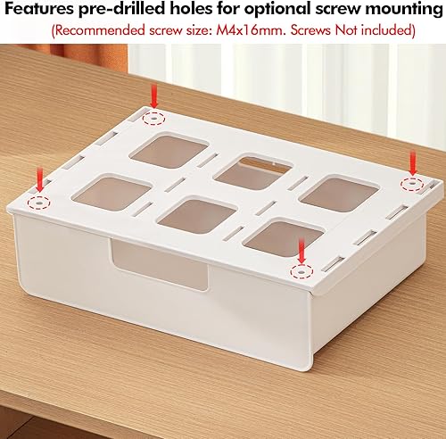 Miniatura 6 de Poeland Organizador de cajones debajo del escritorio, cajón deslizante debajo de la mesa, organizador de cajones ocultos para oficina, hogar