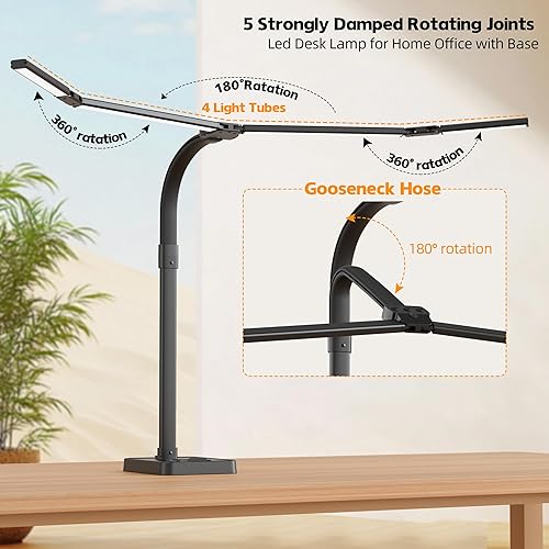 Miniatura 6 de Lámpara de escritorio de oficina en casa, lámpara de escritorio súper brillante de 24 W, cuello de cisne ajustable con iluminación suave y