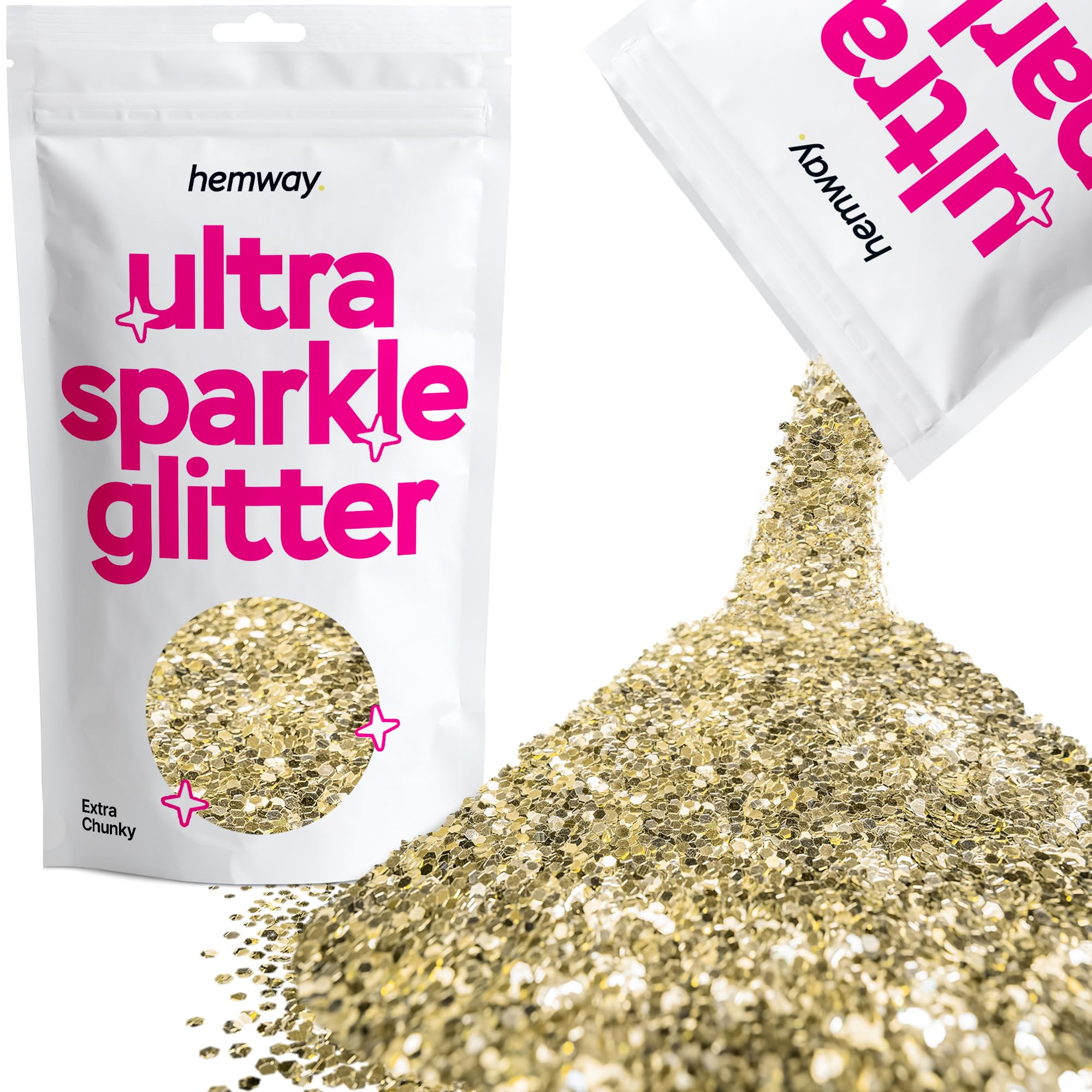 Hemway Ultra Sparkle Glitter Baby Pink Iridescent 100g Fine | Glitter for Arts & Craft, Makeup, Nail Art, Crafting, Card Making, Sparkle Decoration — view 258
