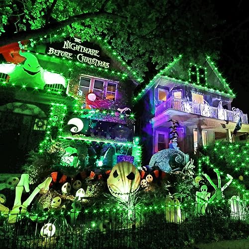 Miniatura 3 de JMEXSUSS Paquete de 2 tiras de 200 luces LED solares/2 paquetes de 100 luces LED de cadena verde