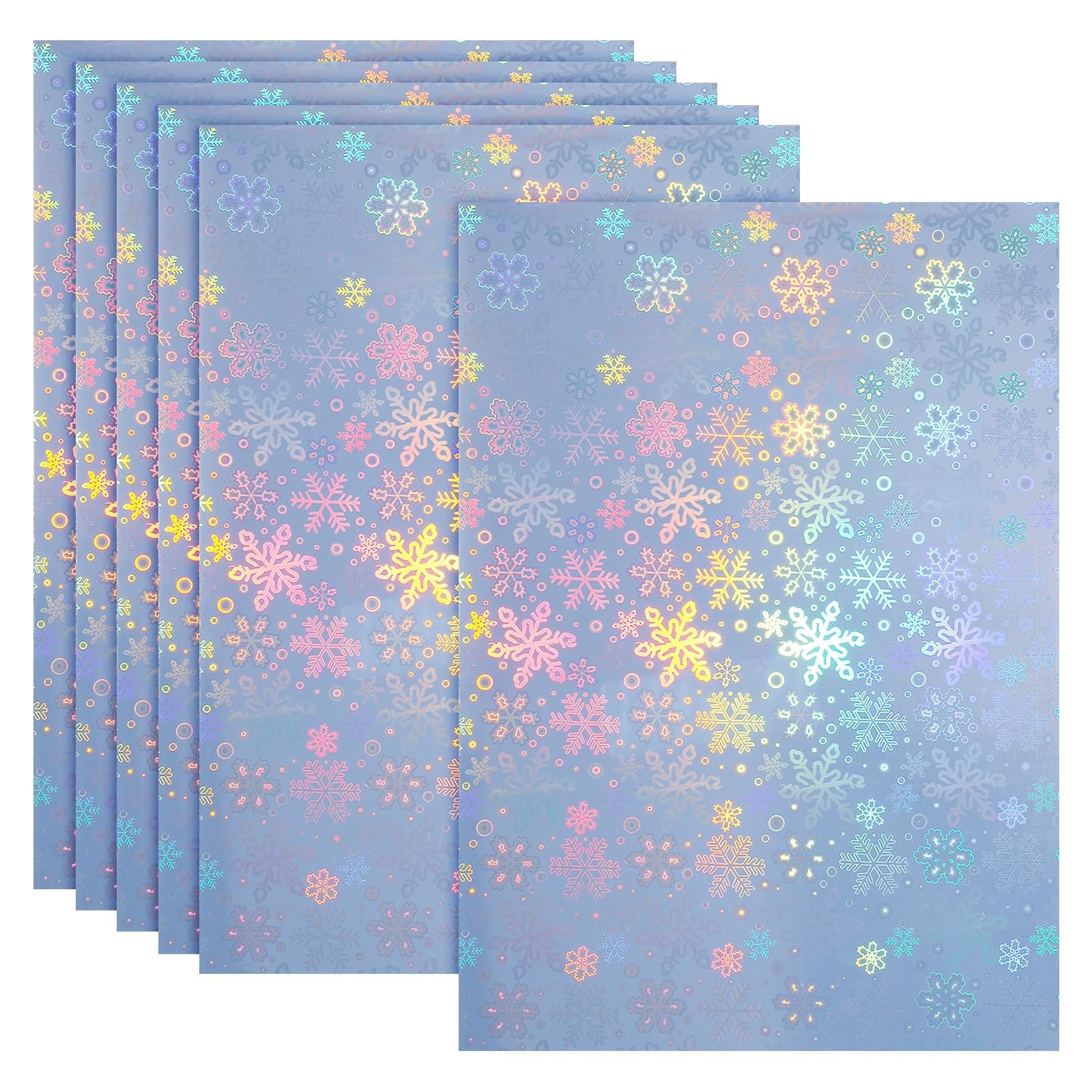 PATIKIL 12x8 Inch Printable Holographic Sticker Paper, 6 Sheets Vinyl Sticker Paper A4 Waterproof Quickly Sticker for Laser Printer Inkjet Printer, Snowflake Pattern