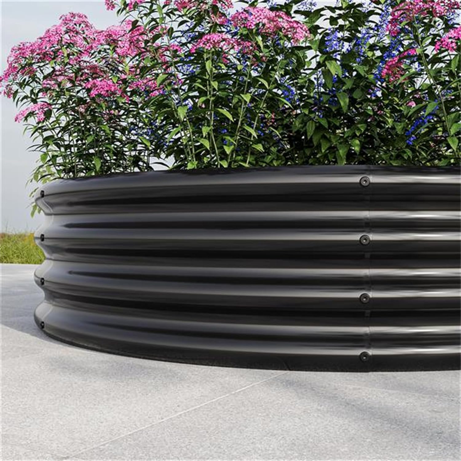 32.08"*11.4" Tall Round Raised Garedn Bed,Metal Raised Beds for Vegetables, Outdoor Garden Raised Planter Box, Backyard Patio Planter Raised Beds for Flowers, Herbs, Fruits Black