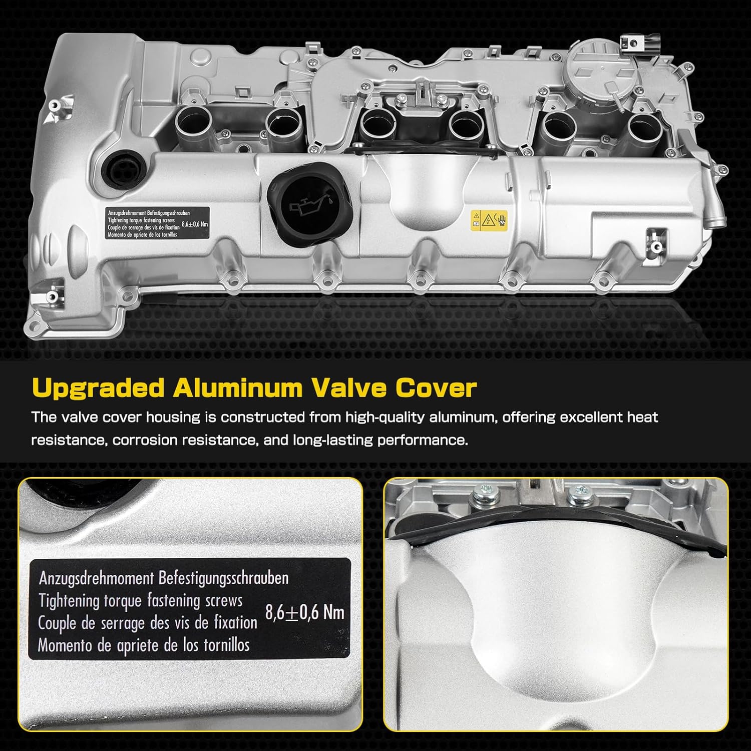 Upgrade Aluminum Engine Valve Cover Gasket Kit Compatible with BMW E60 E70 E82 E83 E84 E89 E90 E92 125i 128i 130i 325i 328i 525i 528i 530i X1 X3 X5 Z4 2006-2013 Cylinder Head Cover Replace 11127552281