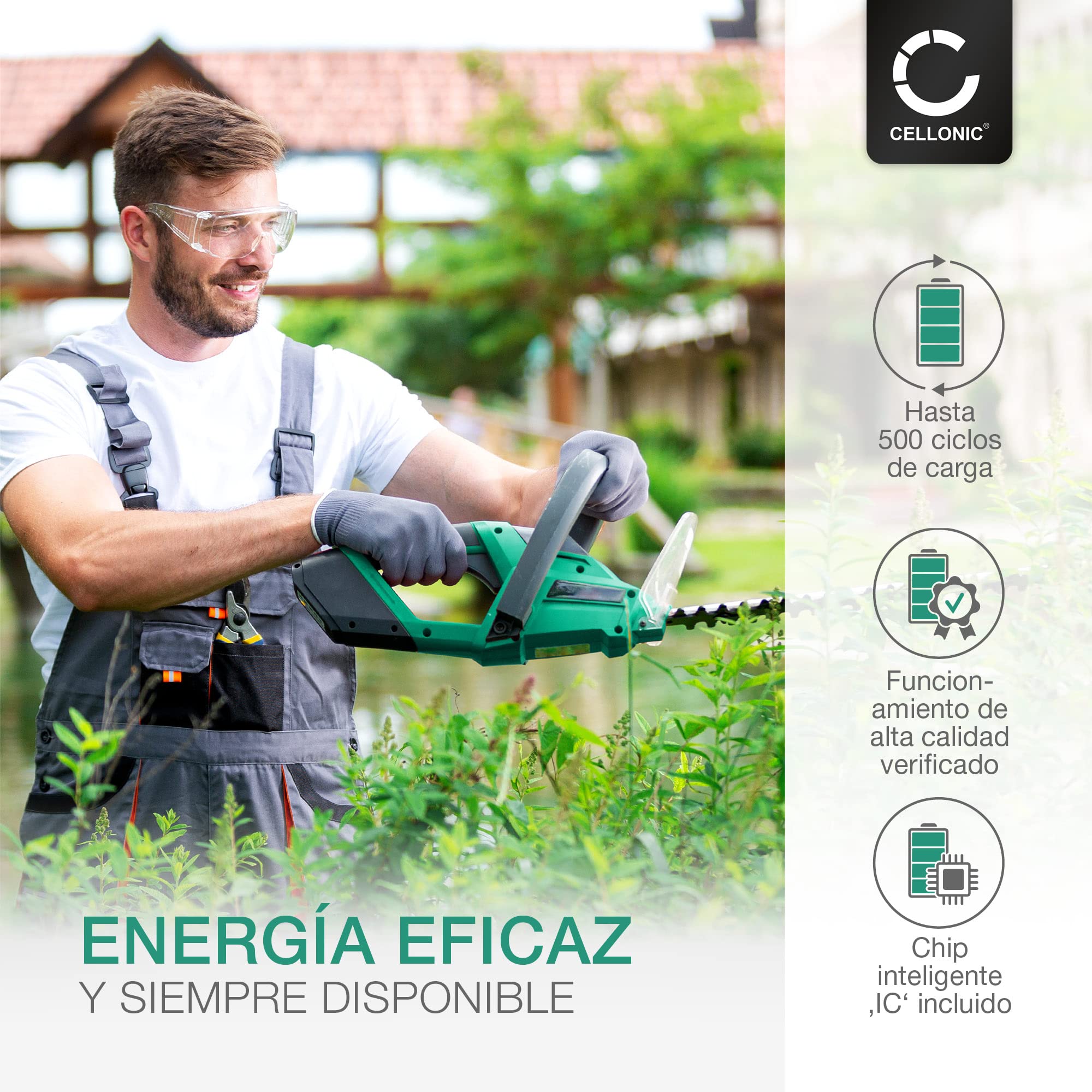 CELLONIC 1x Batería para Jardín Compatible con Gardena Sileno, Compatible con Husqvarna R100Li, R100Lic, 589586201 - (3400mAh, 18.5V)