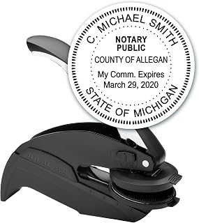 MaxMark Notary Seal Round Embosser for Michigan State - Includes Gold Burst Seal Labels (50 Count)