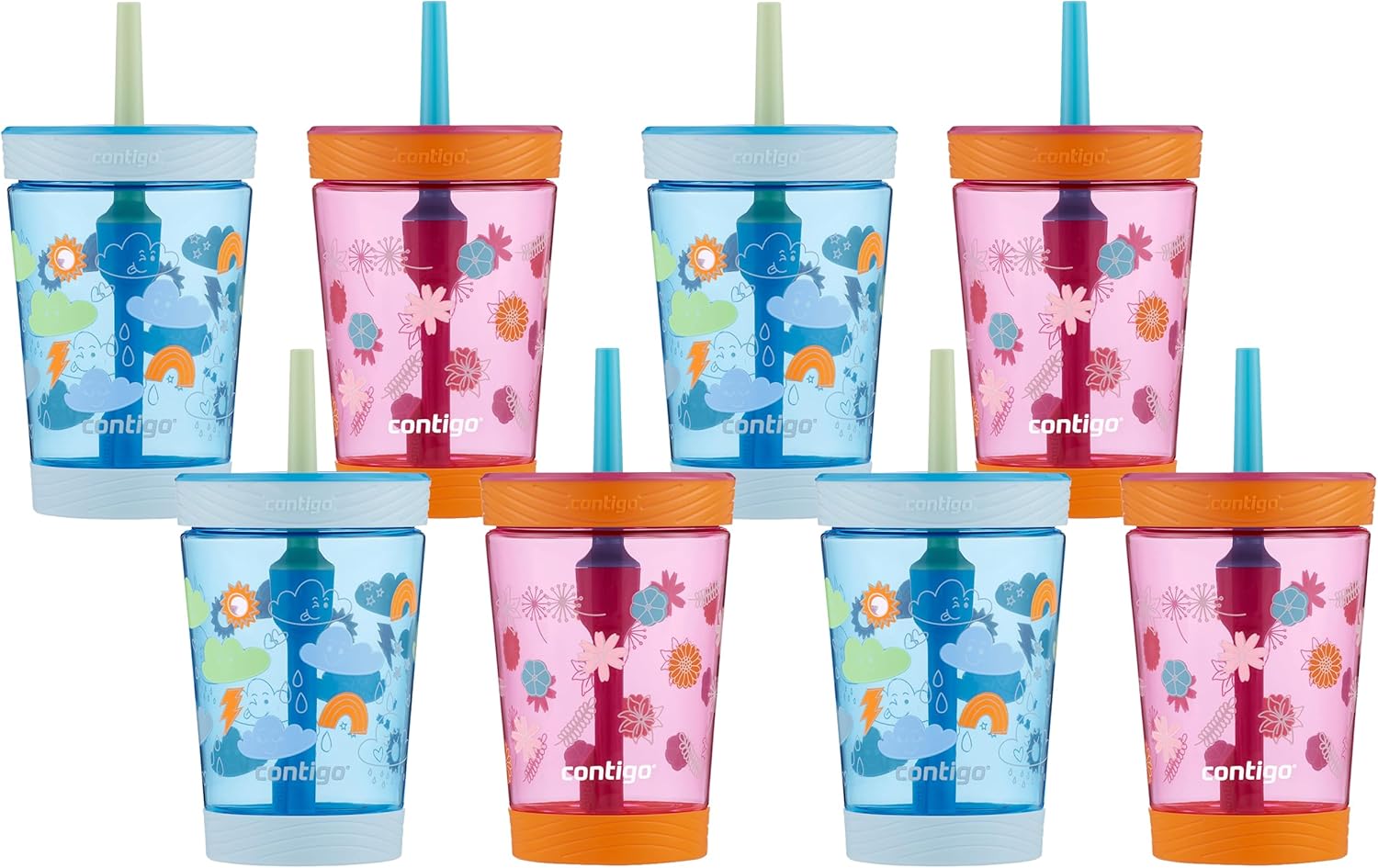 Contigo Kids Spill-Proof Tumbler with Straw, 14oz., Eggplant with Mermaid (Pack of 2)