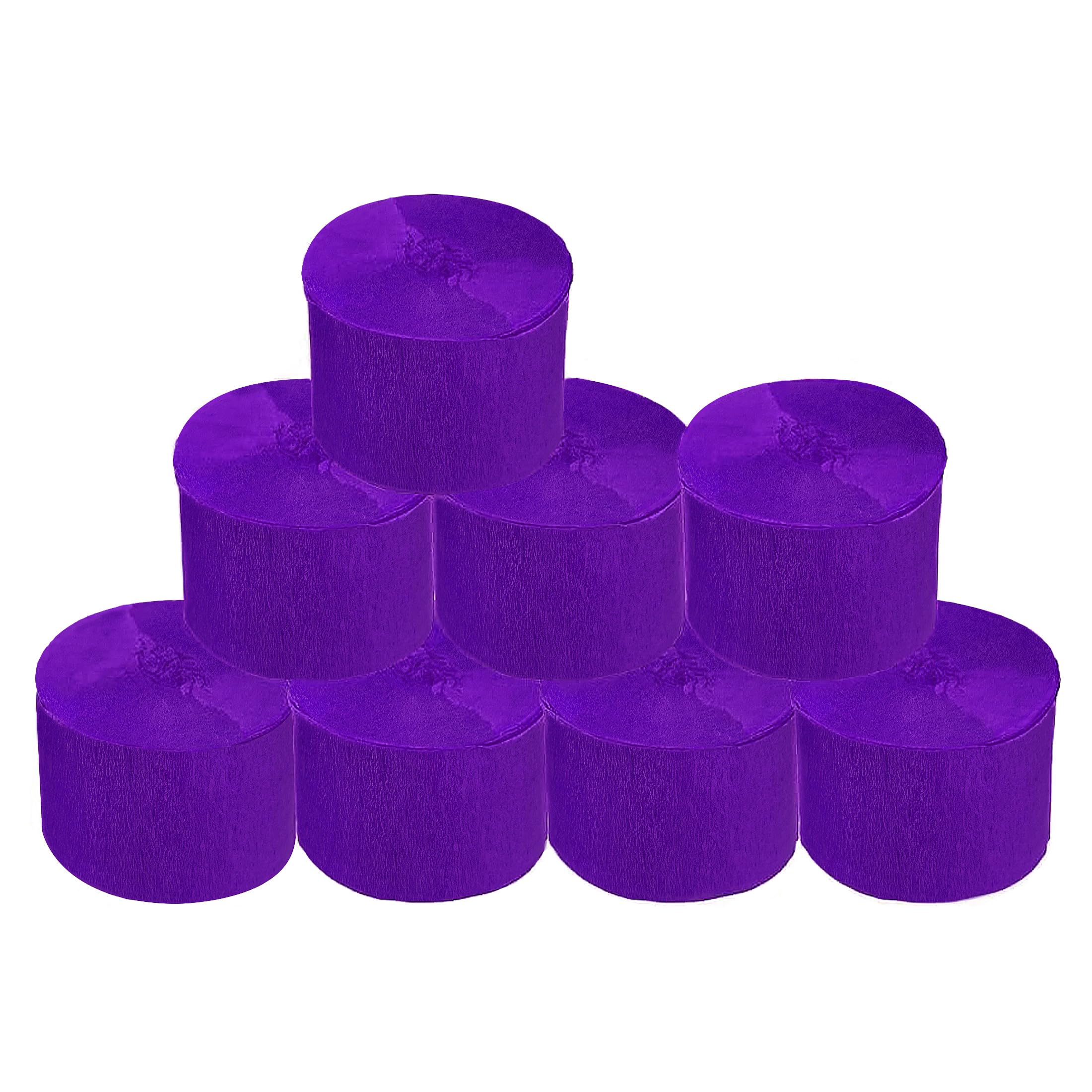 8 Rolls Purple Crepe Paper Streamers, Wedding Birthday Baby Shower Halloween Party Decoration, Rainbow DIY Supplies, Living Room Bedroom Decor