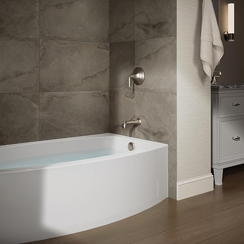 Miniatura 2 de KOHLER 1100-RA-0 Expanse - Bañera acrílica para alcoba de 60 x 32 pulgadas con drenaje a mano derecha, diseño compacto, color blanco