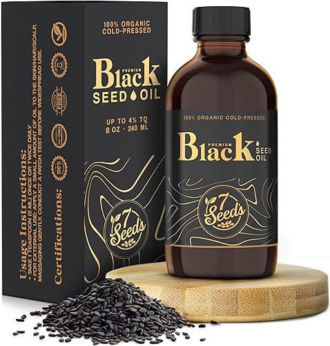 7 Seeds Aceite de semilla negra prensado en frío, 8.1 fl oz de líquido Nigella Sativa prensado en frío para apoyo inmunológico, articulaciones