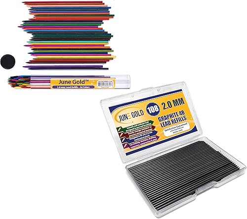 June Gold 36 repuestos de plomo 4B de 0.079 in de colores surtidos de 0.079 in y 108 piezas, 3.543 in de longitud, 36 colores únicos, preafilados,