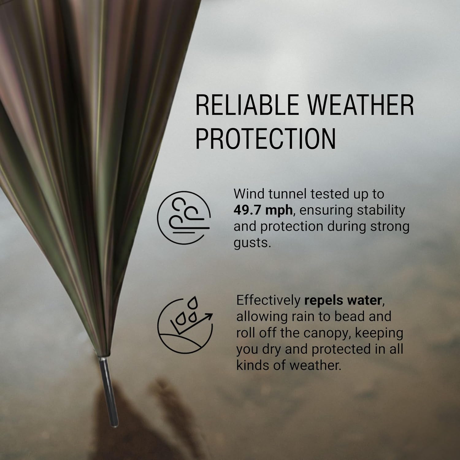 Knirps T.760 Stick Automatic Auto Open Rain Umbrella With Curved Handle - Windproof Travel Cane With Automatic Open Button - For Adults - 107cm Diameter