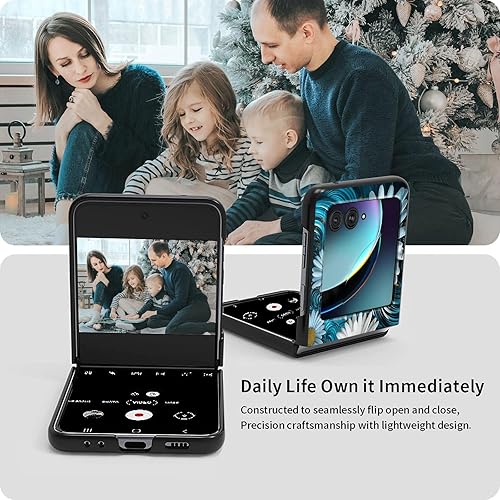 Vista 25 de Funda para Motorola Moto Razr Plus 2023 con protección de pantalla, cubierta trasera de policarbonato duro delgada y ultrafina con patrón de estante