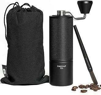 Chestnut C2S Manual Coffee Grinder with Internal Adjustable Grind Setting, Capacity 20g Hand Coffee Grinder with Stainless Steel Conical Burr, for Espresso to French Press, Black