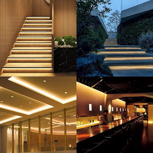 Miniatura 6 de GOMING Tira de luz LED COB de 32.8 ft32.8 pies, 24 V, impermeable, IP65, blanco cálido, 3000 K, brillo uniforme, 3840 LED, CRI 93+, cinta de luces