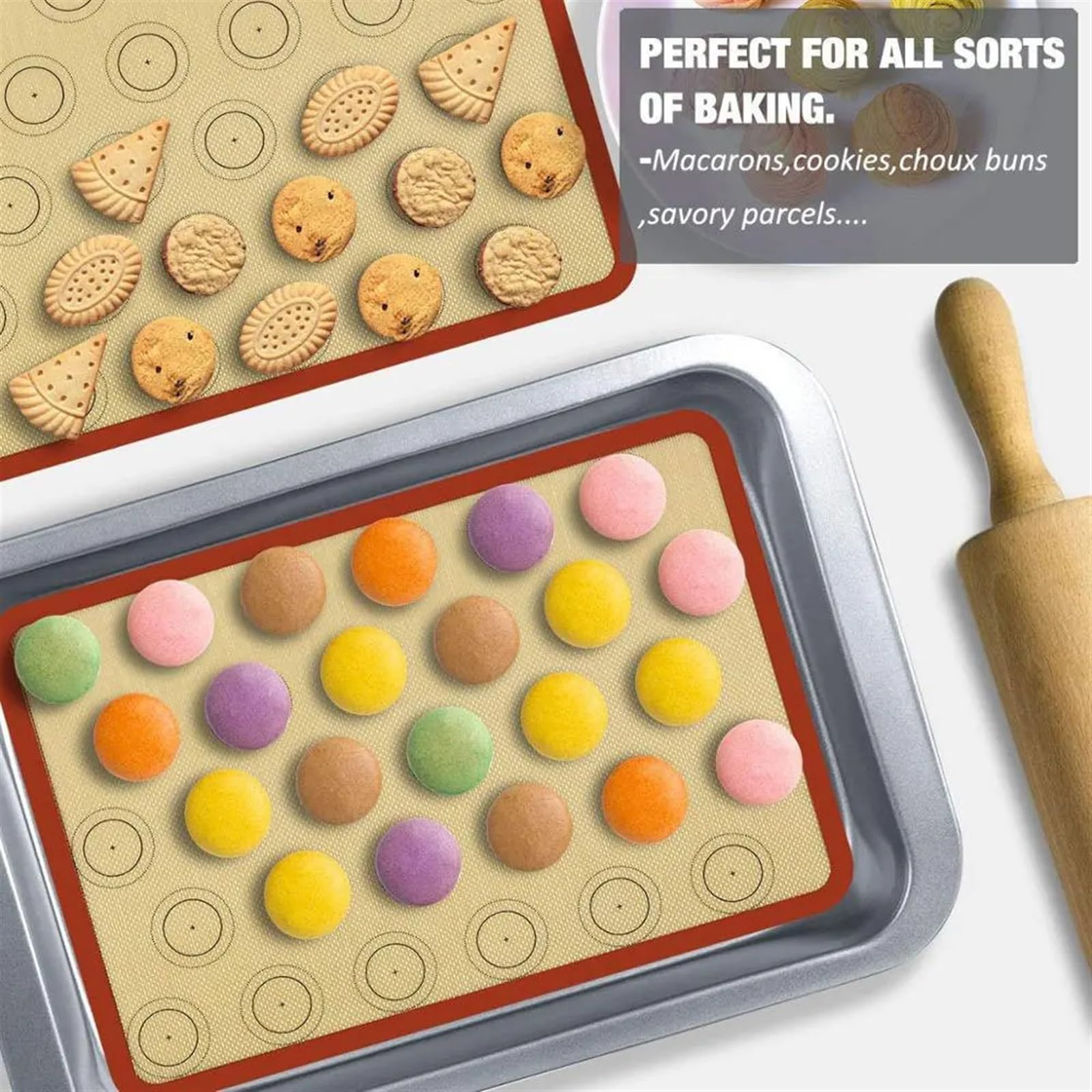 Backunterlagen 4 stücke Silikon Back Matte Kuchen Cookie Backformen Liner Rolling Teig Gefaltete Matte Mit Skala Nicht-Stick Küche Backformen zubehör