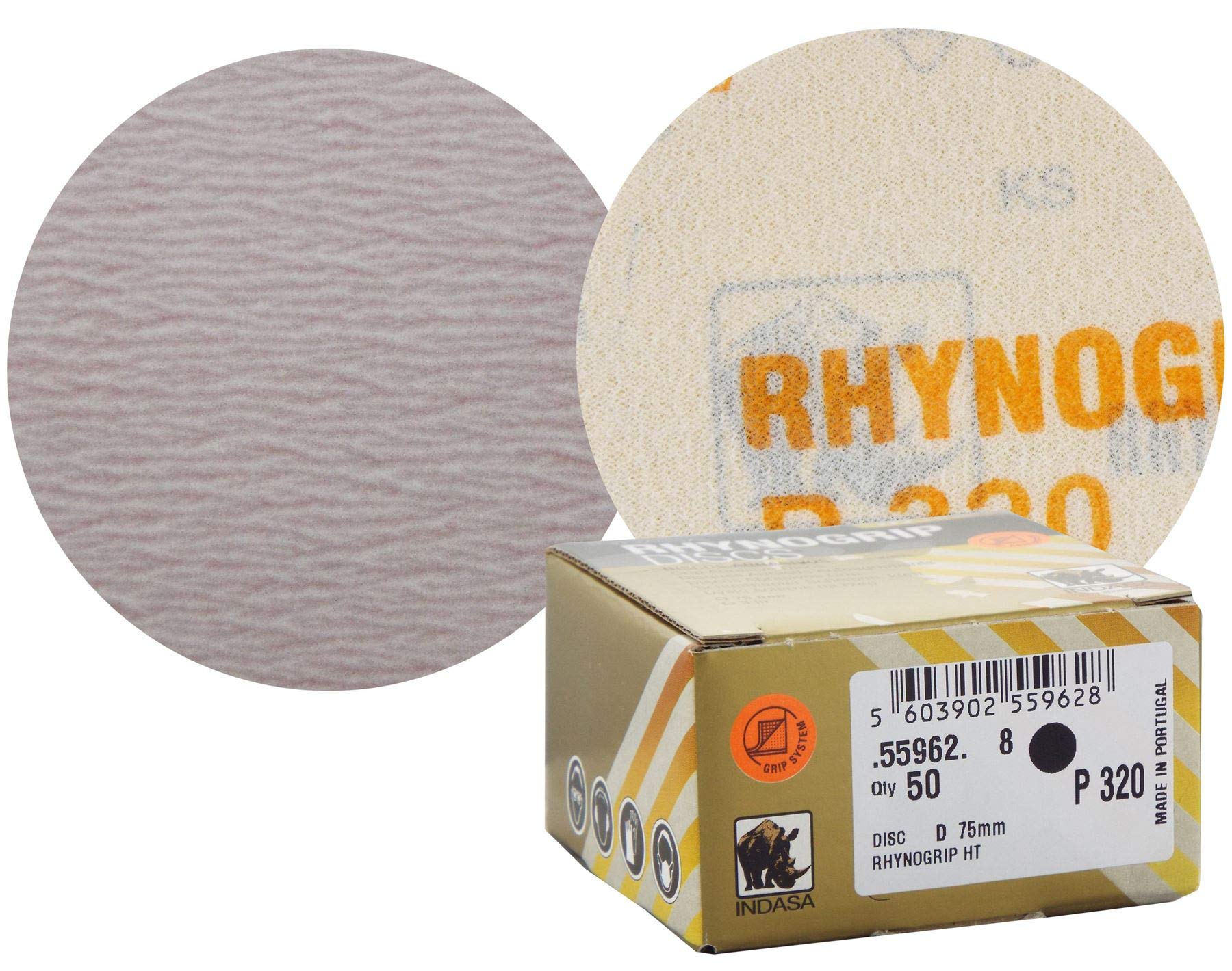Indasa Rhynogrip HT Line 75mm 3"" Sanding Discs P320 Box of 50 Grip System