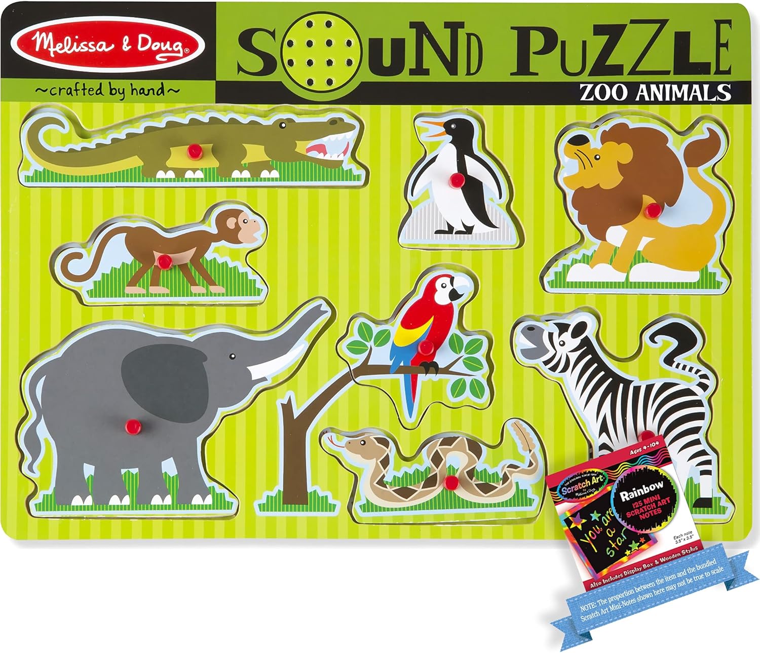 Zoo Animals Paquete de rompecabezas de sonido de 8 piezas con 1 tema Compatible M&D Scratch A r t Mini Pad (00727)