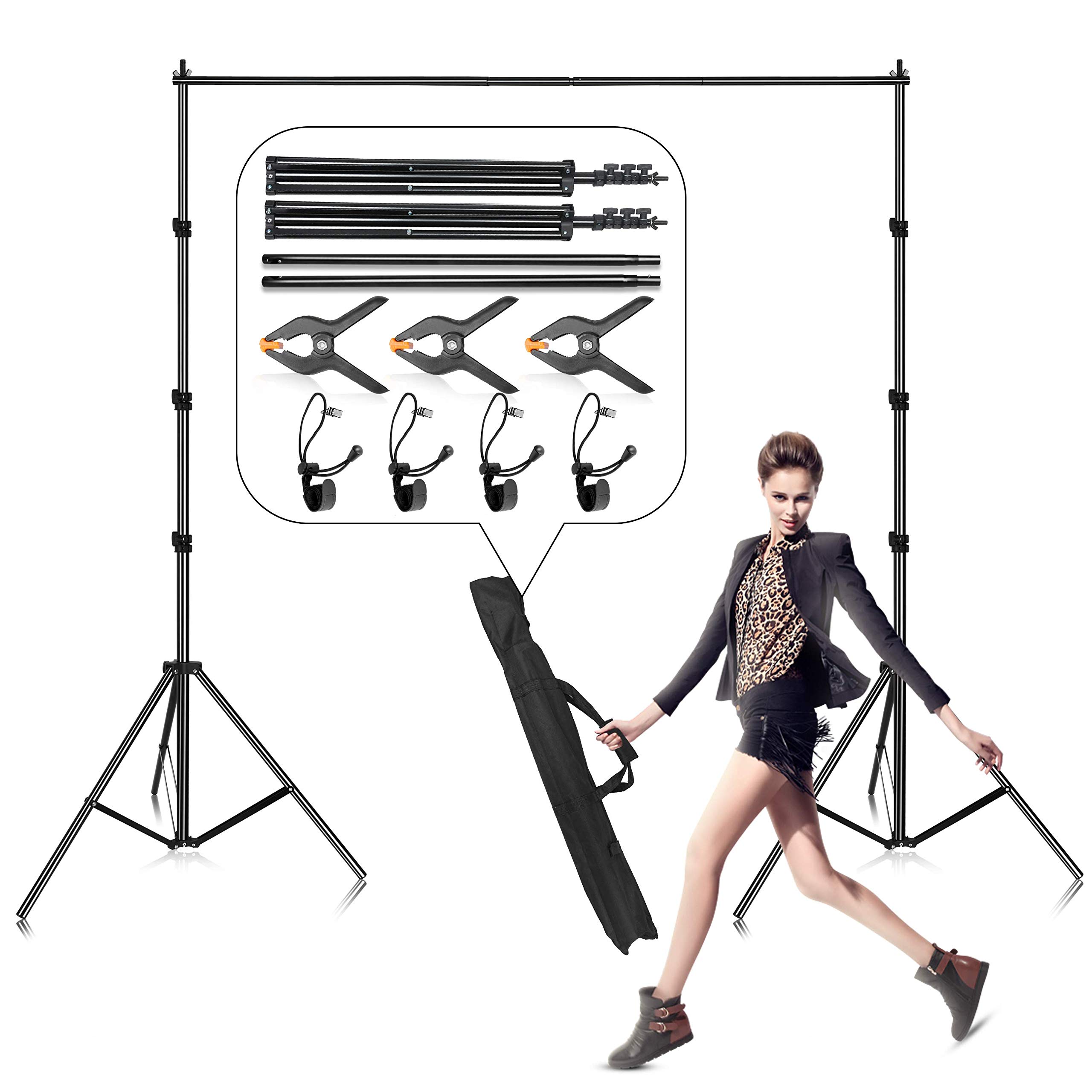 Photo Backdrop Stand, Gloshooting 8.5 x 10 ft Adjustable Muslin Photography Background Support System Stand for Video Photo Studio
