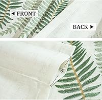 Vista 4 de VOGOL Cortinas bordadas de hojas, cenefas texturizadas de lino estilo rústico para ventana de cocina, patrón de hojas con bolsillo para barra