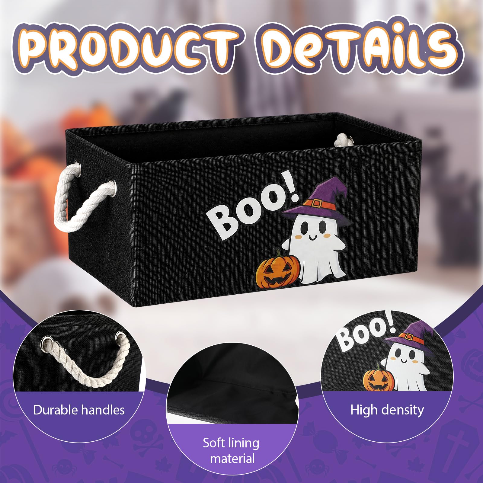 Large Halloween Boo Basket - Candy & Decor Storage -3