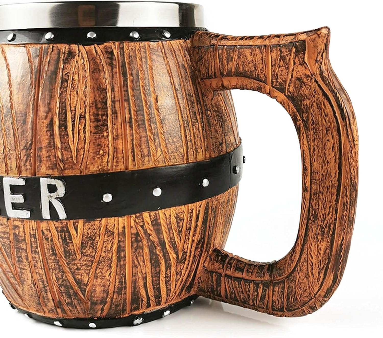 S0323 木製デザインのステンレスビールジョッキ600ml ステンレスカップ マグカップ 正規逆輸入品 ステンレスカップ