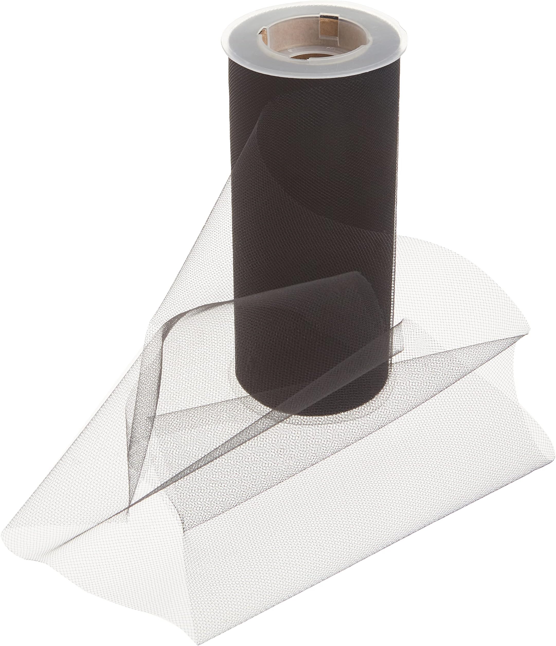 Expo International Premium Matte Tulle, Roll/Spool of 6 Inches X 25 Yards, Nylon-made Tulle Fabric, Matte Finish, Soft, Lightweight, Washable, Easy-to-Use, Black