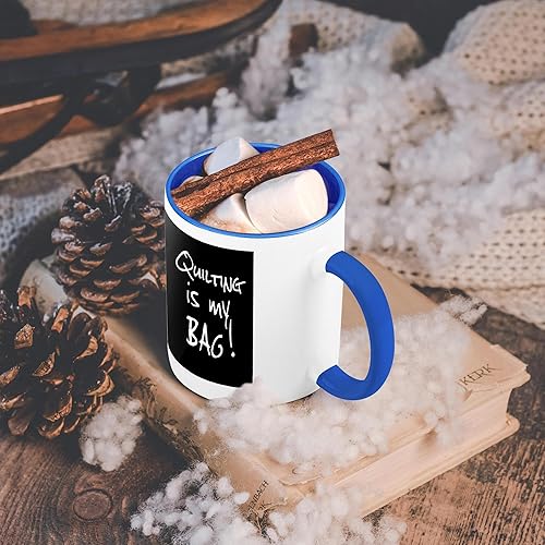 Miniatura 6 de 3dRose El acolchado es mi bolso. Divertido regalo de edredón de texto blanco y negro para hacer colchas - Tazas (mug_232203_6)