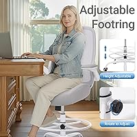 Vista 8 de HYLONE Drafting Chair Tall Office Chair with Flip-Up Armrests Ergonomic Computer Chair with Lumbar Support Adjustable Footrest Ring Mesh Standing