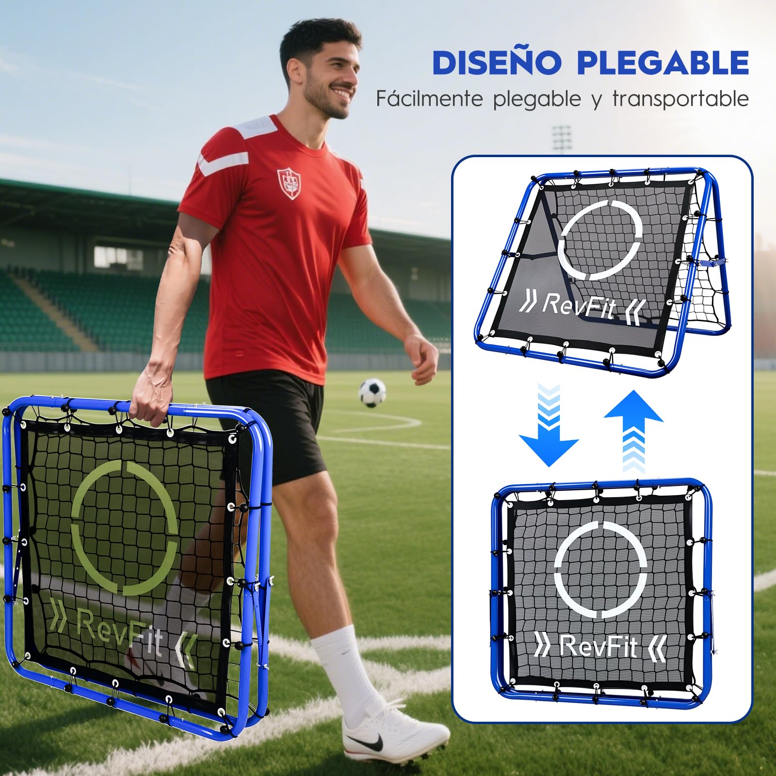 Red de rebote ajustable de doble cara para fútbol, béisbol, tenis, rugby, 80/100/120 cm