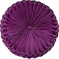 Vista 22 de Cojín redondo blanco de terciopelo decorativo para el hogar, plisado, redondo, relleno de calabaza, cojín para silla, cojín de suelo para sofá
