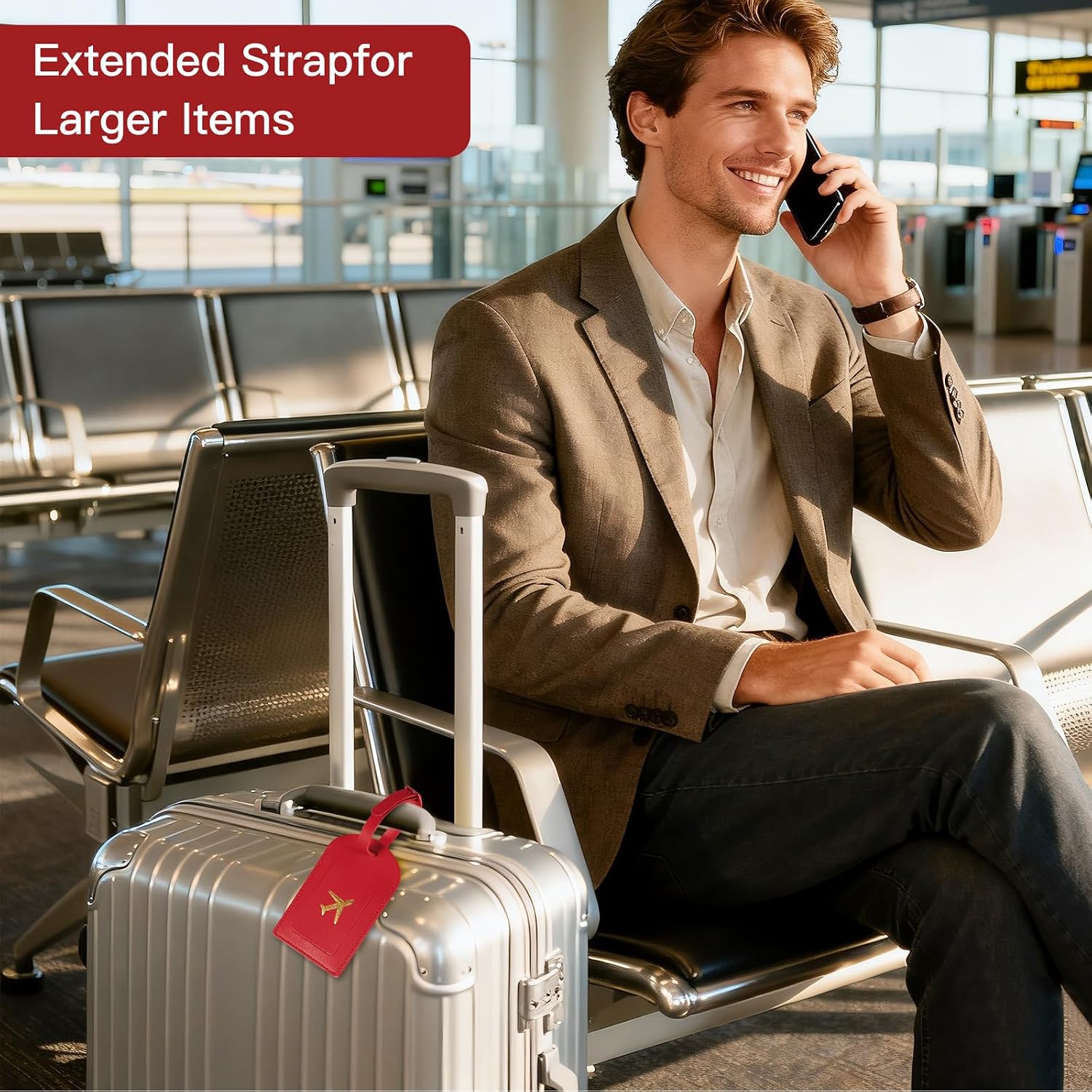 Luggage Tags for suitcases, Privacy Protection PU Leather Bag Tags for Luggage, Name Identifiers for Easy Bag Recognition, Essential Travel Accessories (4, Deep Red+Deep Blue, 4.42 * 2.75in) image 2