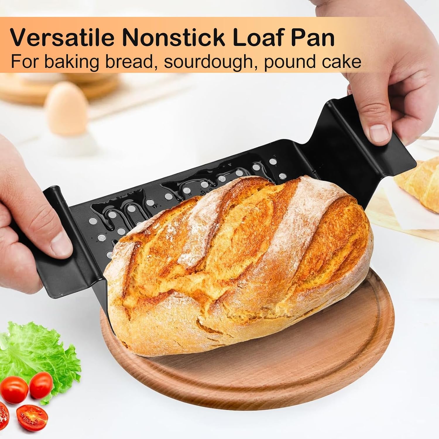 Meatloaf Pan with Drain Tray, 2 Pack, Non Stick Meat Loaf Pan with Drip Tray, 9.8x5.7 Inch Bread Baking Pan with Insert Easy Removal Perforated, Bakeware Loaf Pan for Oven Roasting Meat
