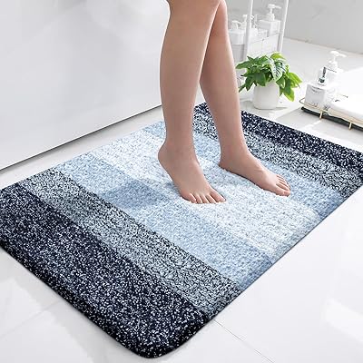 OLANLY Bathroom Runner Rugs 70x24, Extra Soft Absorbent Microfiber Bath Rugs, Rubber Backing, Quick Dry, Washable Bath Mats for Bathroom Floor, Tub and Shower, Home Decor Accessories, Navy Blue