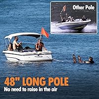 Vista 6 de Obcursco 48-Inch Orange Boat Flag with Pole, Floatable 12"x 18" Water Ski Flag, 3-Section Skier Down for Safety, Watersports, Wakeboard, Kneeboard