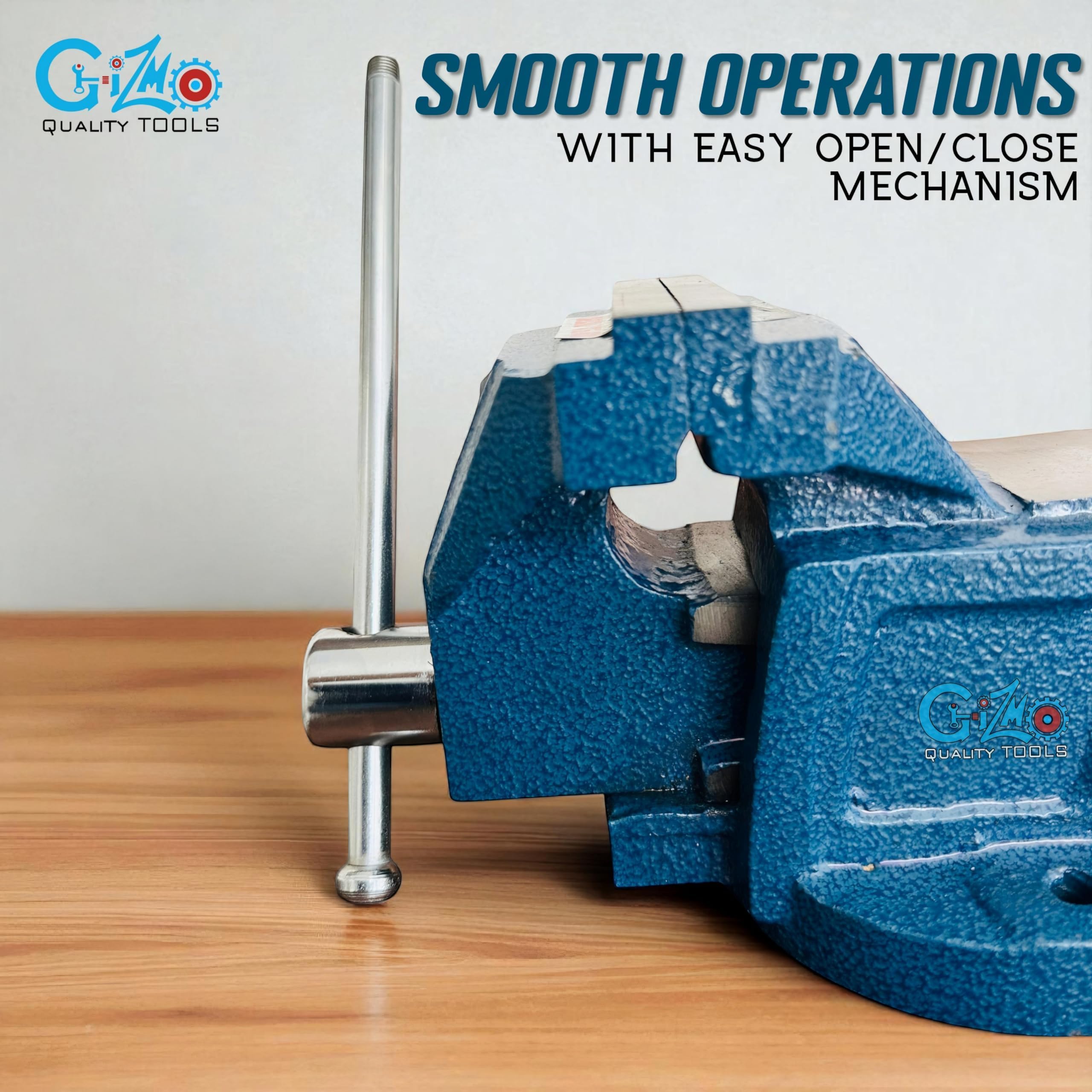 GIZMO SG Iron Bench Vice, 5" (125mm) Heavy Duty Professional Fixed Base Vise Tool for Table Work, Universal DIY Tables Clamp 3