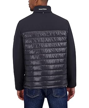 Nautica Puffer Jacket Men's With Hood Nautica Mens M Black Mix