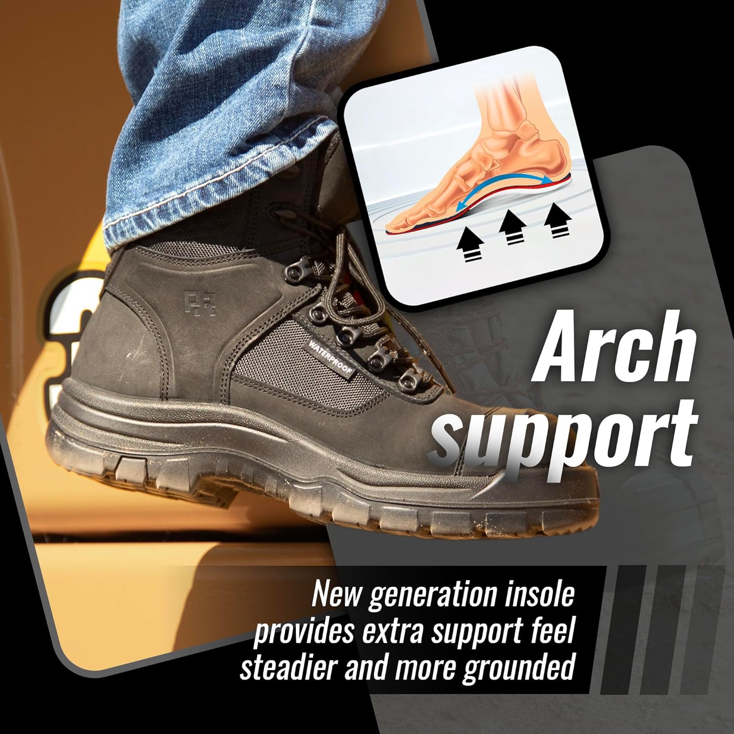 ROCKROOSTER Stowe - Men's Work Safety Boots Composite Toe ASTM F2413-18 M/I/C EH, Lightweight Slip Resistant Industrial Boots, Nubuck Leather with HYDROGUARD Waterproof Lining CP212 - Image 6