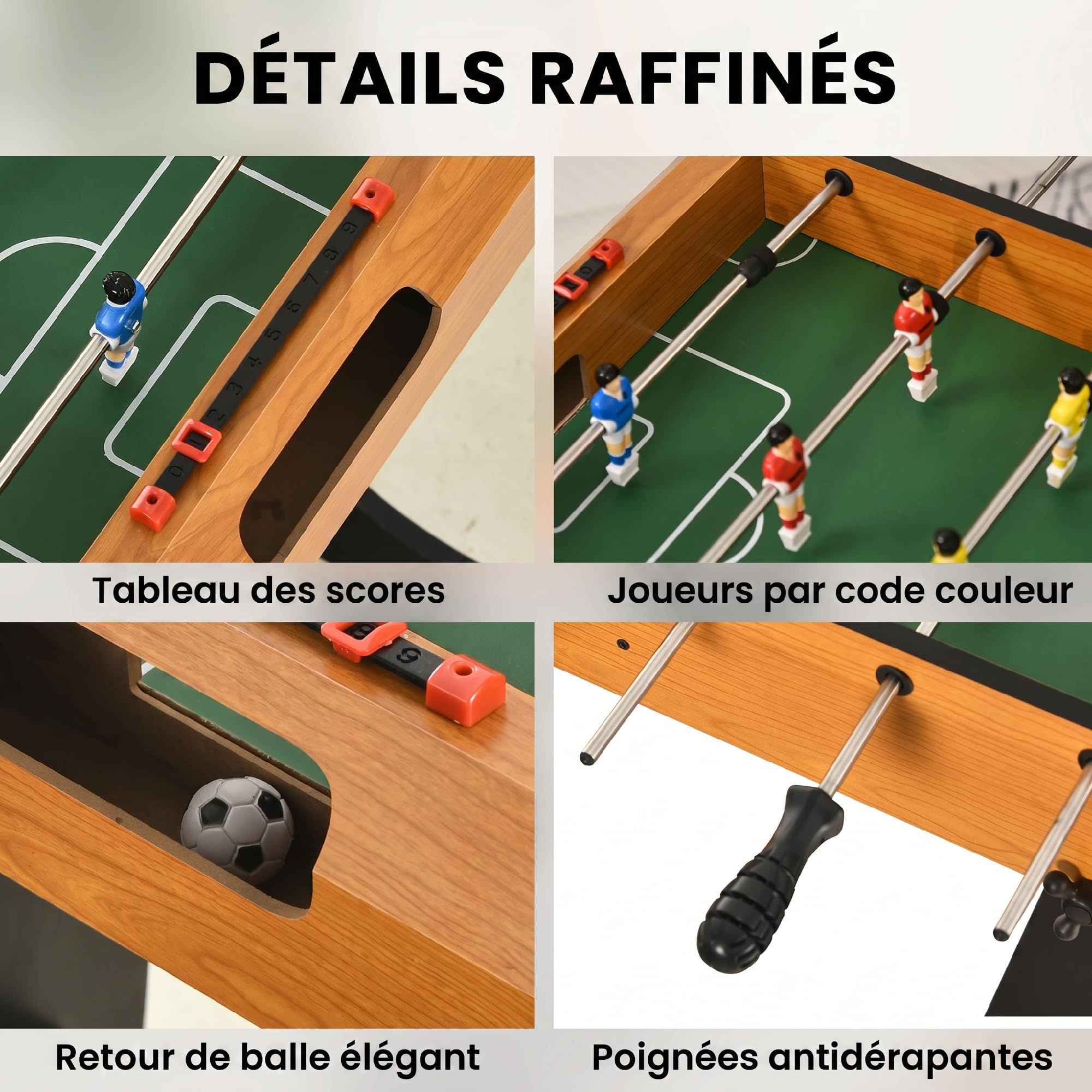 HOMCOM Calcio Balilla Pieghevole Mini Tavolo da Calcio, 22 Giocatori | 2 Palline, 2 Segnapunti Manuali, Maniglie Antiscivolo, Set da Gioco Freestanding per Famiglia, Regalo
