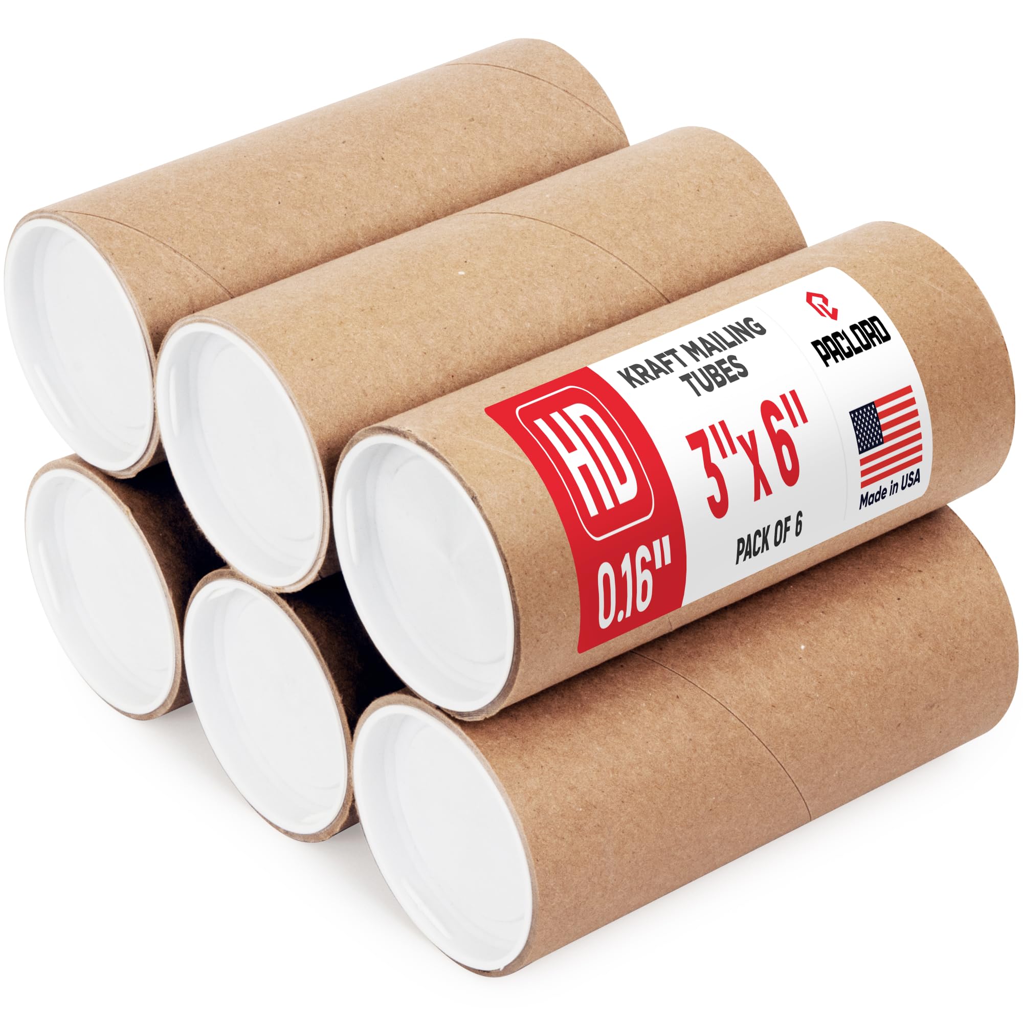 Lot de 6 tubes d'expédition robustes en carton renforcé de 7,6 x 15,2 cm avec 12 bouchons – Approuvé par l'USPS sécurisé – Idéal pour l'expédition et le stockage d'impressions, d'œuvres d'art