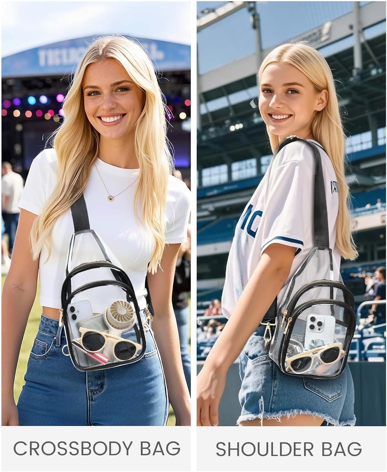 HULISEN Clear Sling Bag for Stadium Events, Clear Purse for Women, Stadium Approved Crossbody Handbag for Concerts Sports Fan - Image 2