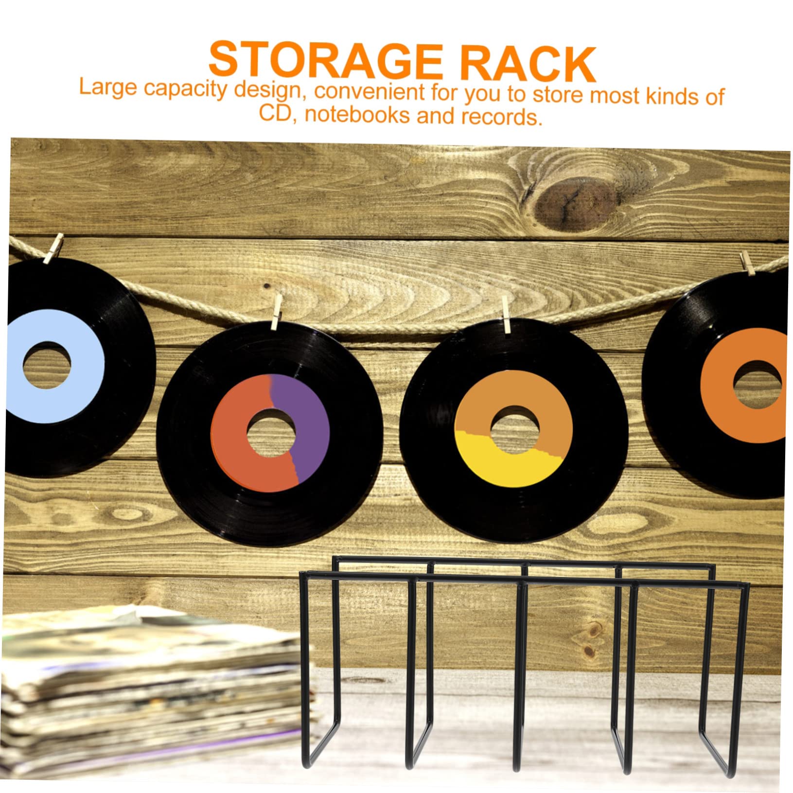 Uonlytech Elegant Desktop Record Organizer Iron Material Polished Electroplated Storage Rack