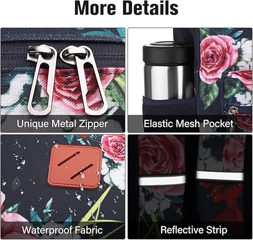 Miniatura 3 de Mochila escolar, mochila informal para mujeres y adolescentes, con puerto USB para escuela secundaria, universidad, oficina, trabajo, viajes