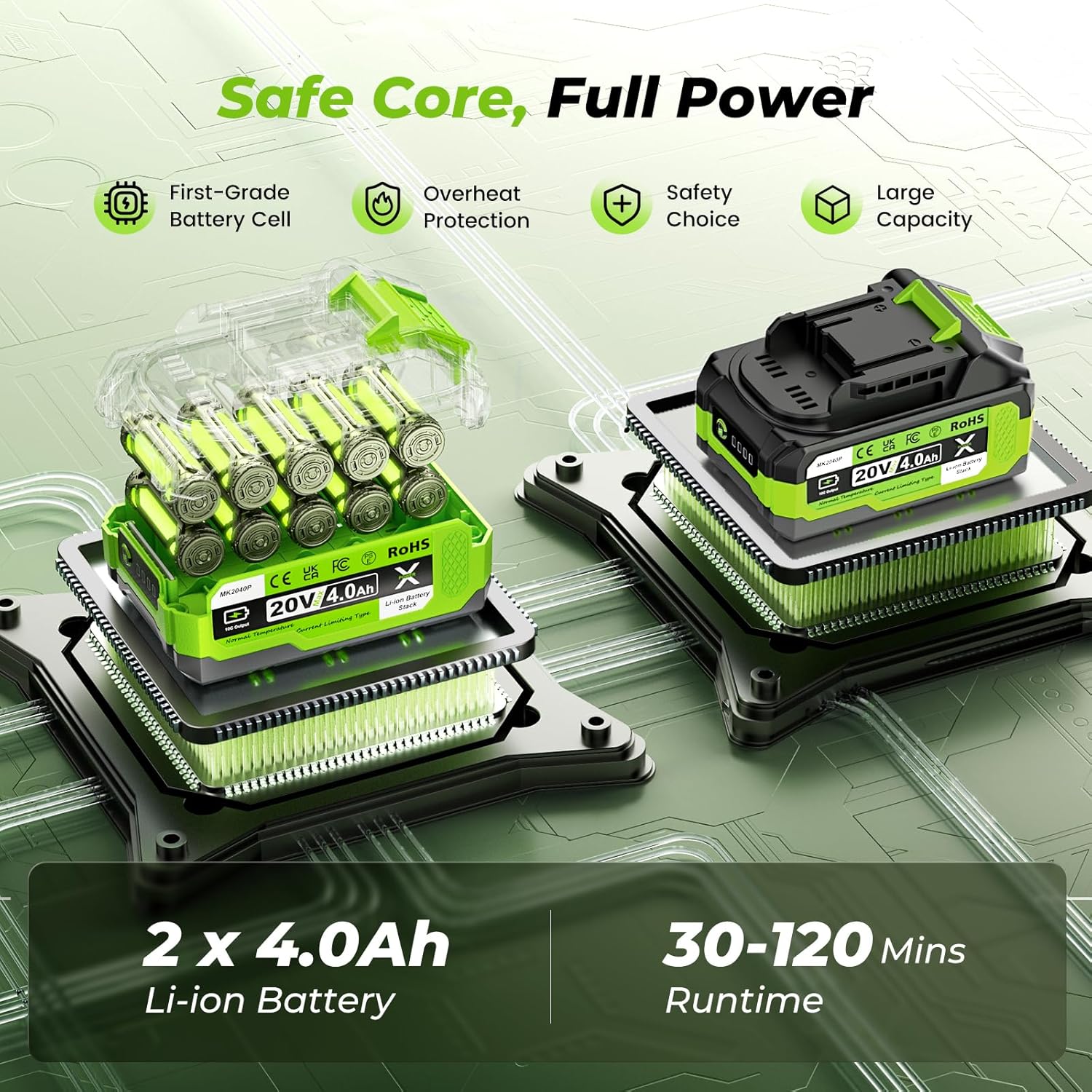 Leaf Blower Cordless, 720CFM Handheld Electric Leaf Blowers with 2 x 4.0Ah Batteries and Turbo Mode, 5-Speed Lightweight Snow Blower Grass Blowers for Lawn Care, Patio, Yard, Garden