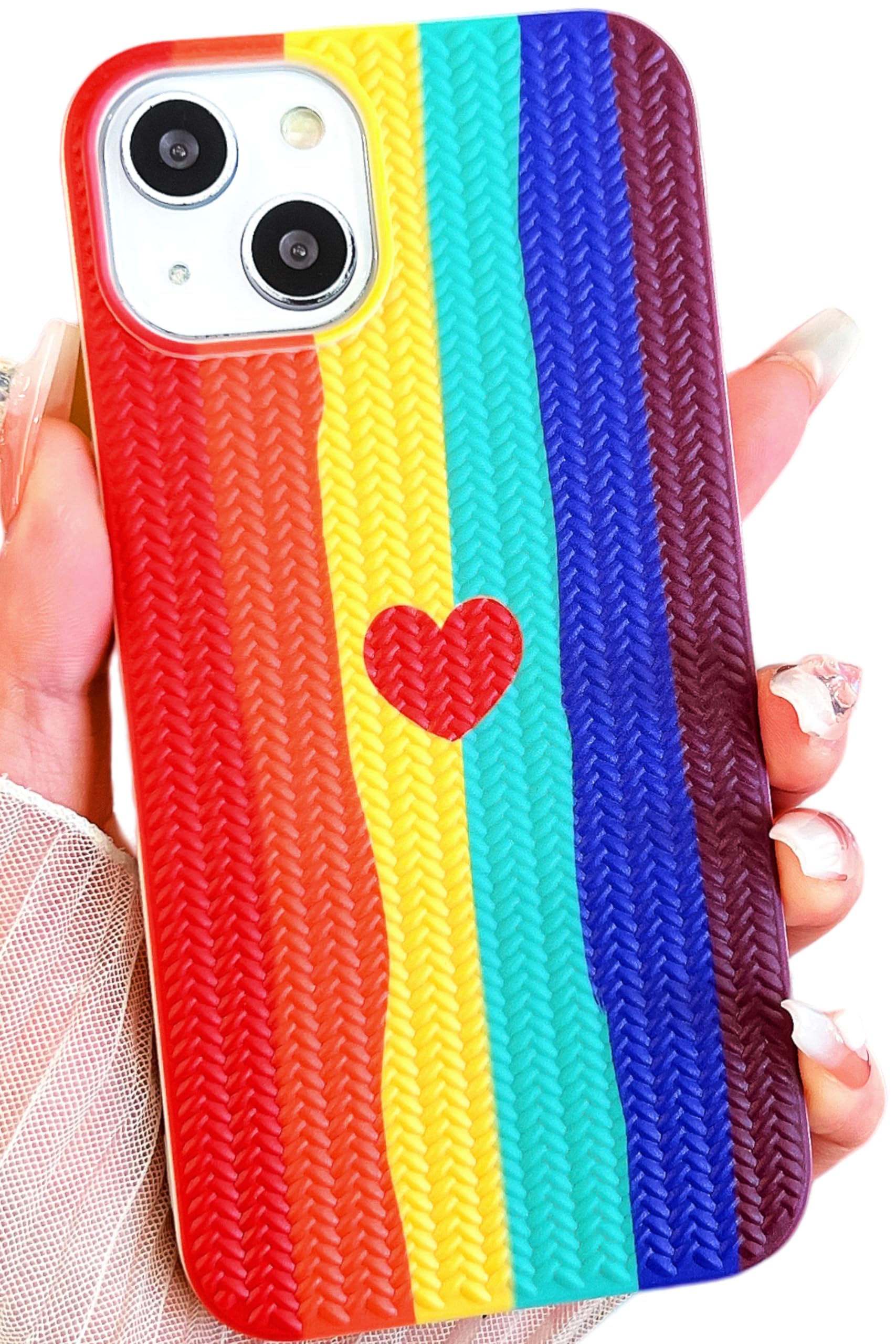 ROUTDOM Compatible with iPhone 14 Pro Heart Case for Women Girls,Aesthetic Cute Girly Cool Preppy Design Slim Thin Shockproof Cell Phone Silicone