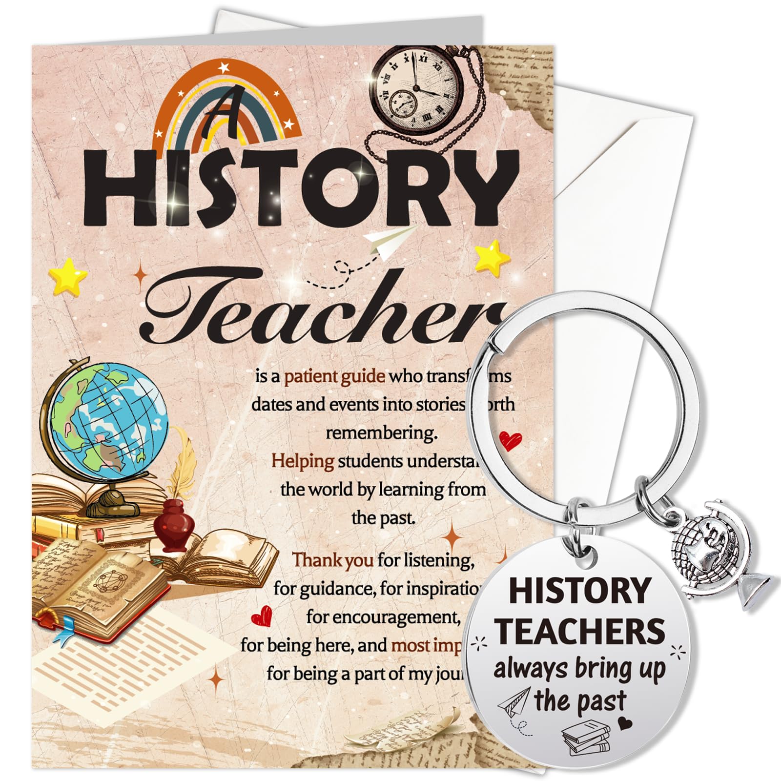 HOWAF History Teacher Gifts, History Teachers Card, Thank You Teacher Card & Keyring, Thank You Teachers Gifts, Leaving Gift, Appreciation Gift โ image 1