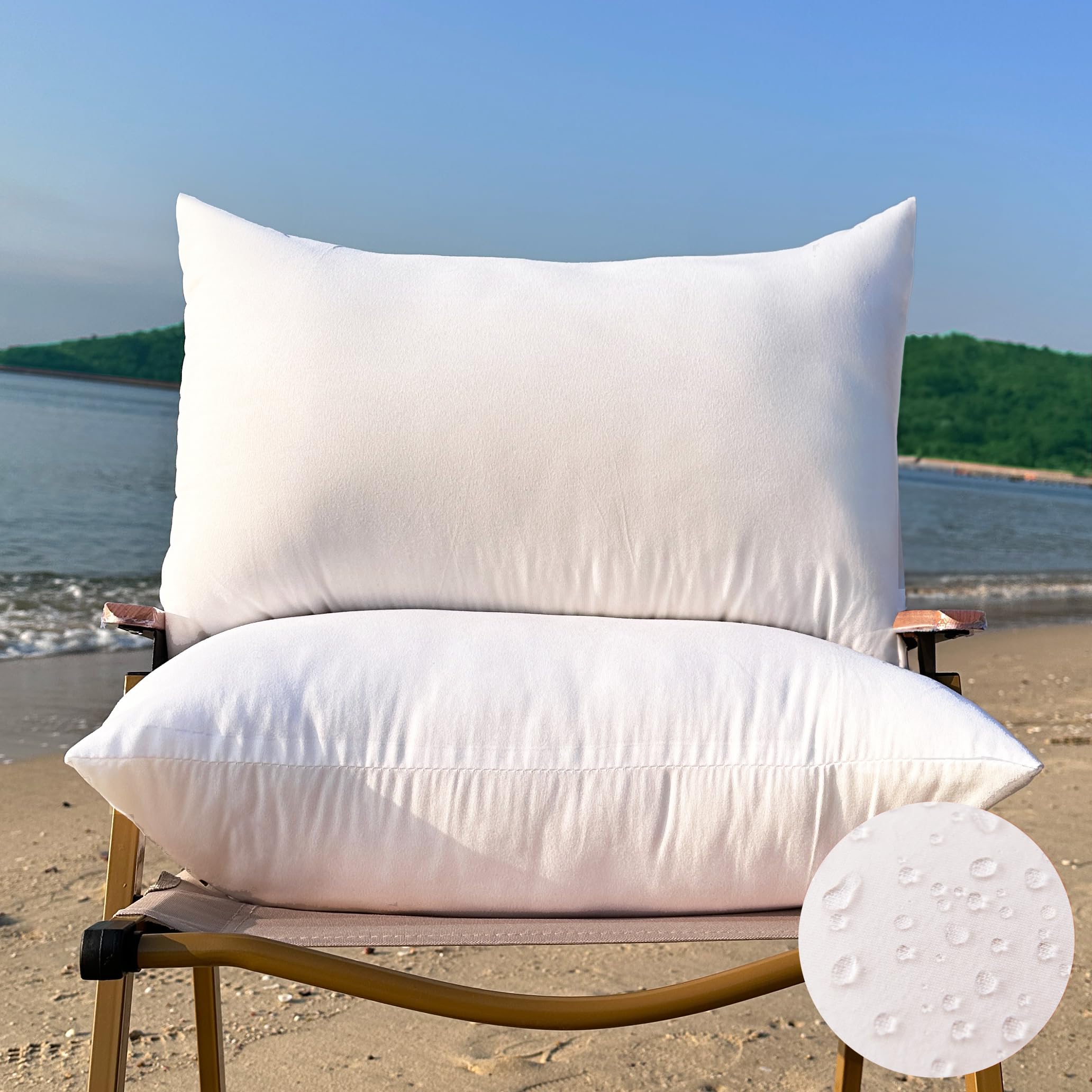 QSWRD 12 x 20 Outdoor Pillow Insert Small Throw Pillow Inserts Pack of 2 Water Resistant Patio Furniture Pillows Decorative Porch Couch Pillows