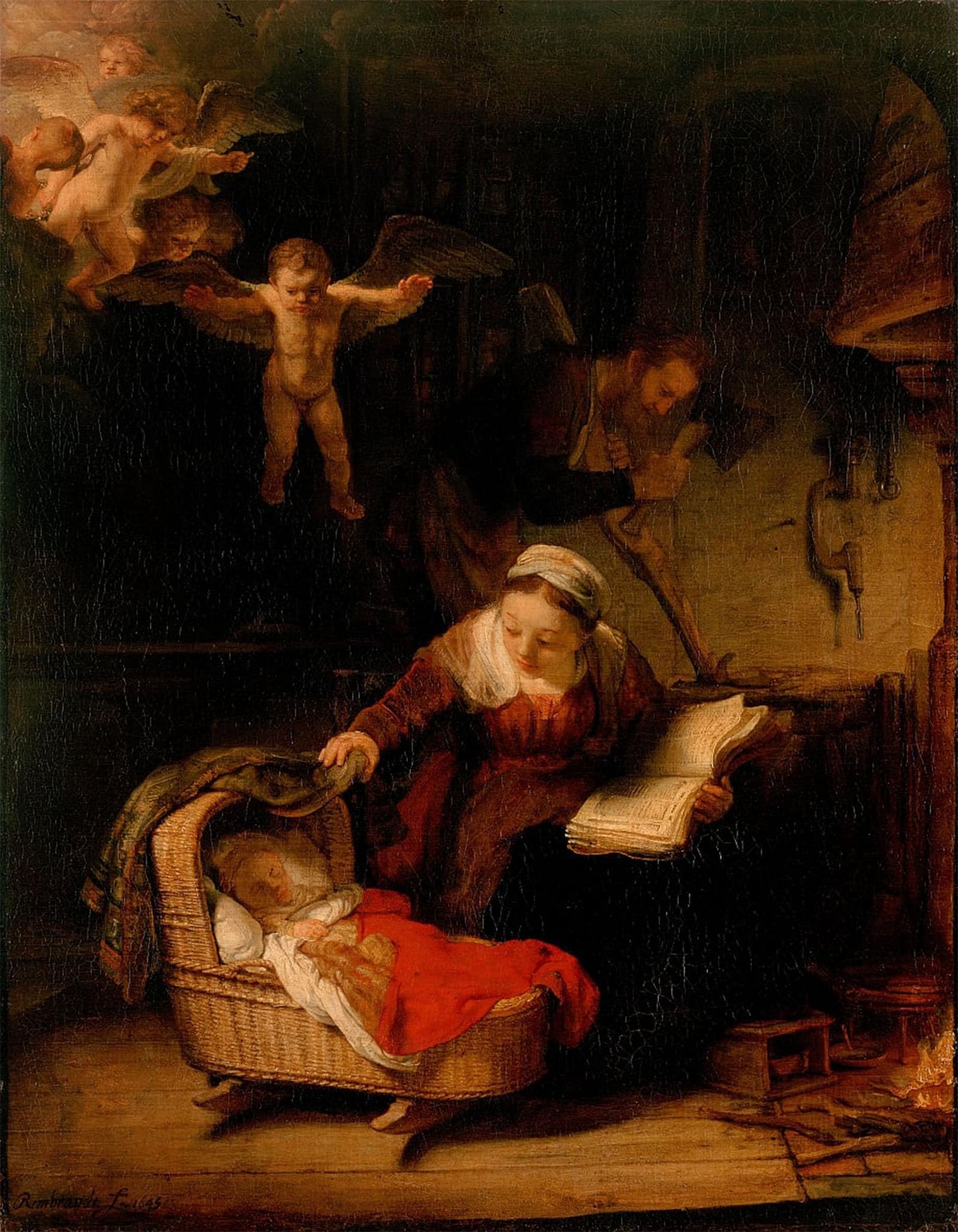 ARTXLXXBN Famous Prints Artwork Pictures Poster Painting Art The holy family by Rembrandt van Rijn Artwork Landscape Pictures for Home Decor 60x90cm