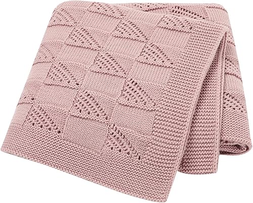 Wugugu Manta neutra para bebé recién nacido, para niños y niñas, de algodón orgánico, esenciales para bebé, cuna, cochecito rosa, 30 x 40 pulgadas